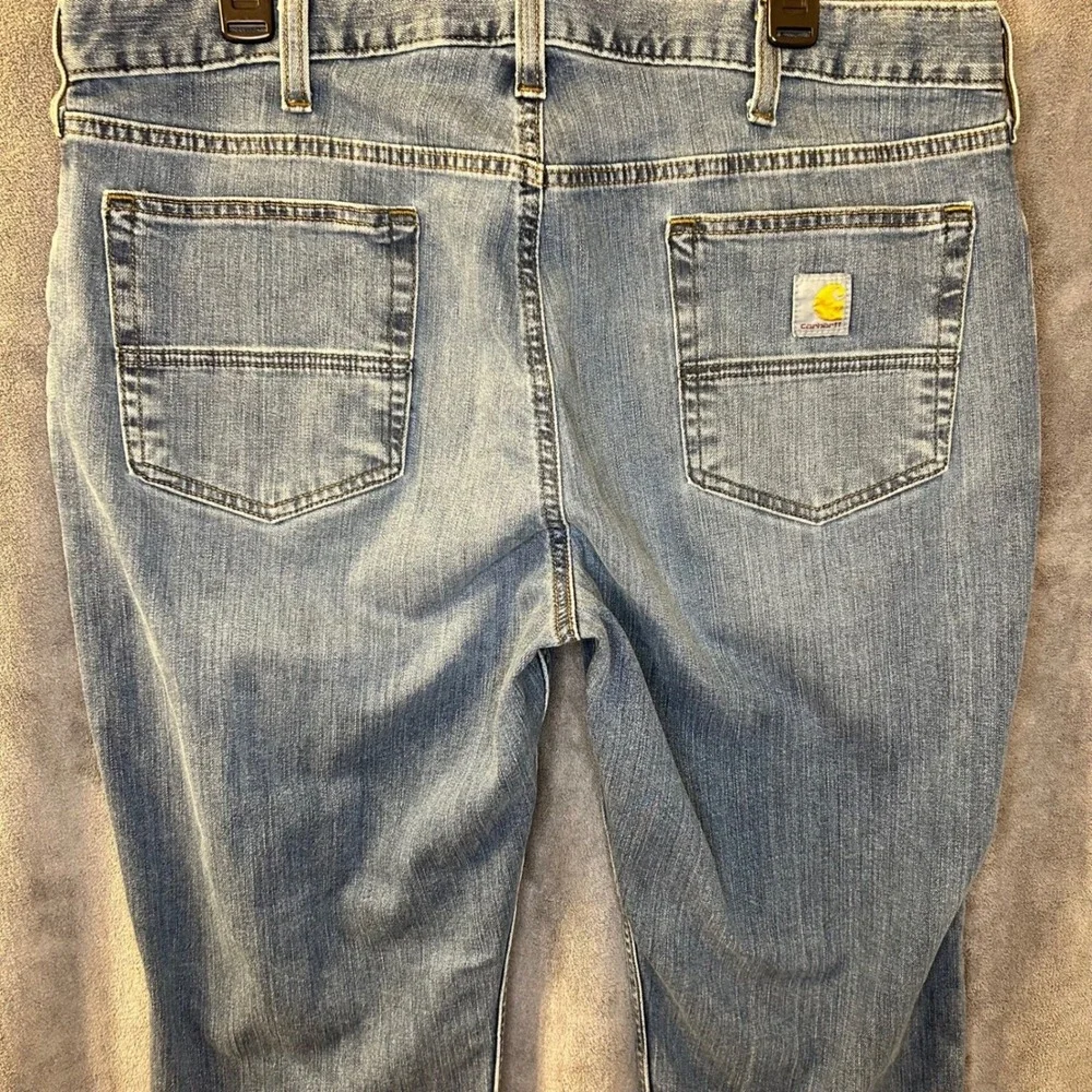 Carhartt Mens 38x30 Rugged Flex Relaxed Fit Jeans Light Wash Denim Stetch